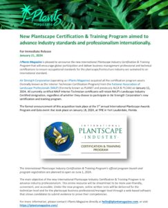 New Plantscape Certification & Training Program aimed to advance standards and professionalism internationally